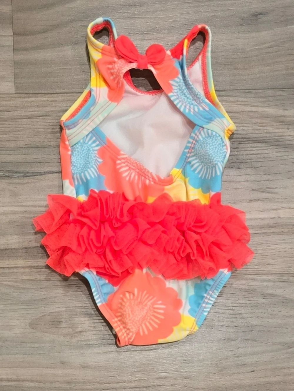 Cat & Jack Baby Girl Floral Tutu One-Piece Swimsuit Size 3-6 Months Ruffle Swim
